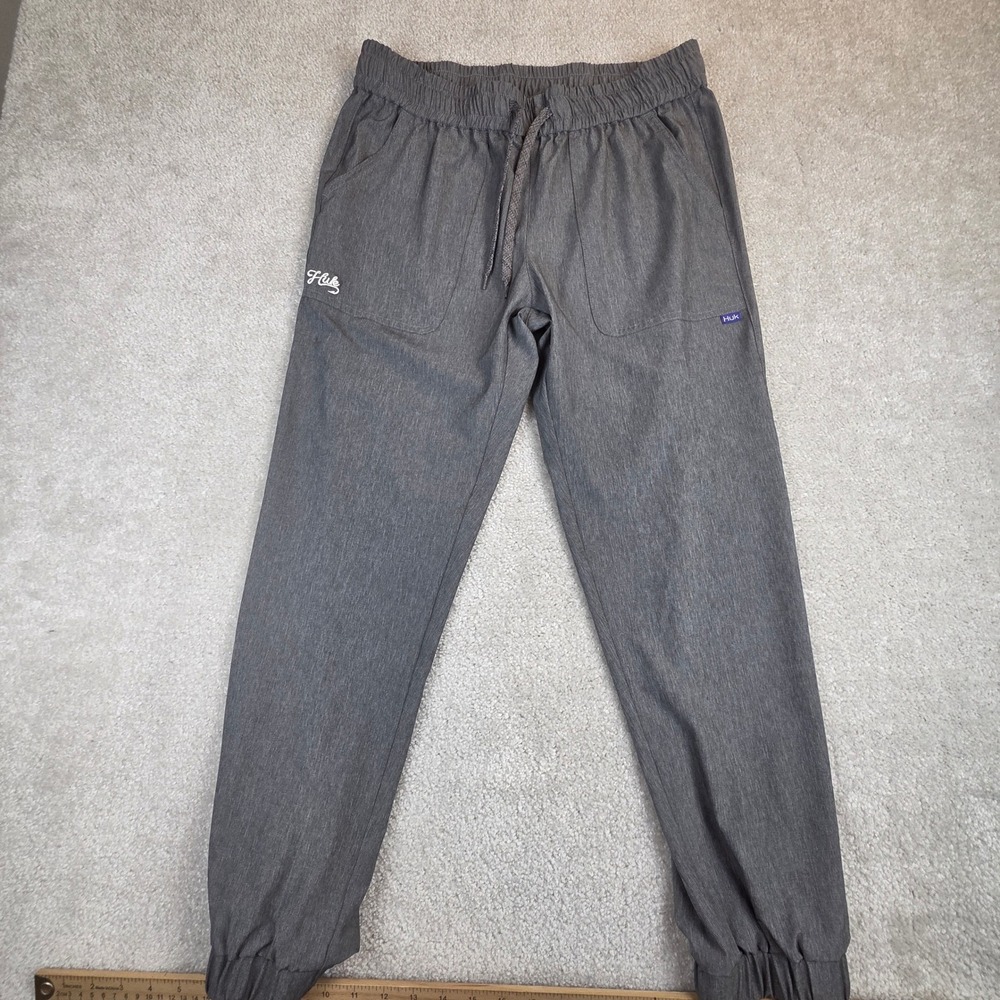 Huk Womens Performance Jogger Pants Gray Pull On Stretch Size M Fishing